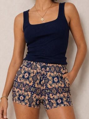 Jade Multicolor Navy Floral-Abstract Skirt